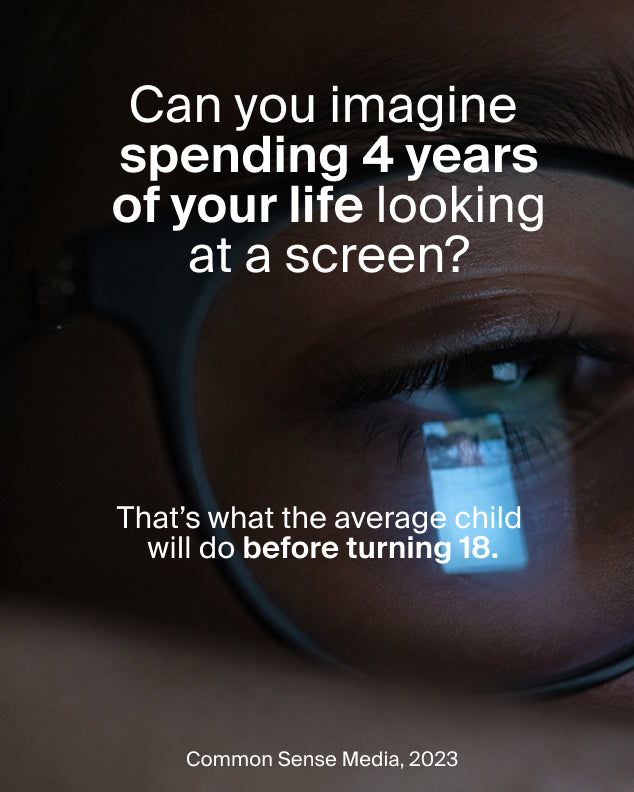 The average child will spend 4 years of their life looking at a screen before turning 18. Source: Common Sense Media, 2023